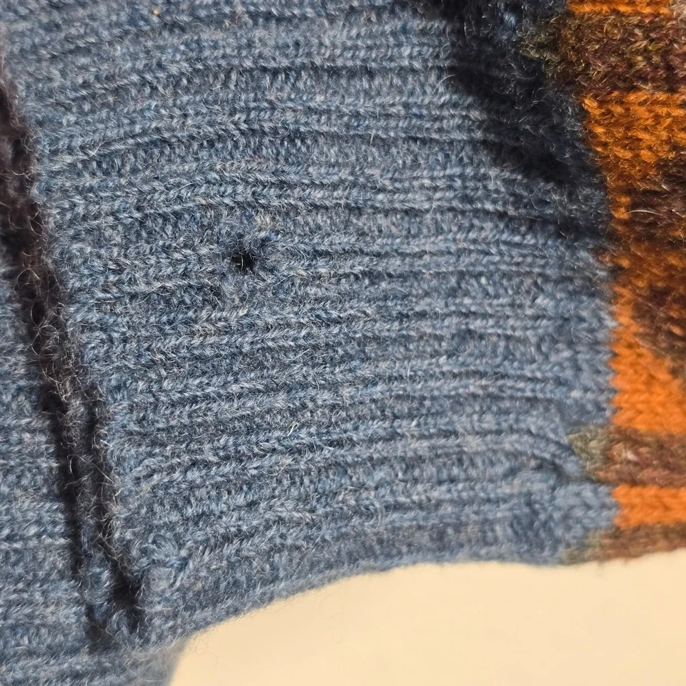 Northern‎ Isles 100% Shetland Wool Sweater Indigo Heather Grandpa Sweater Size L